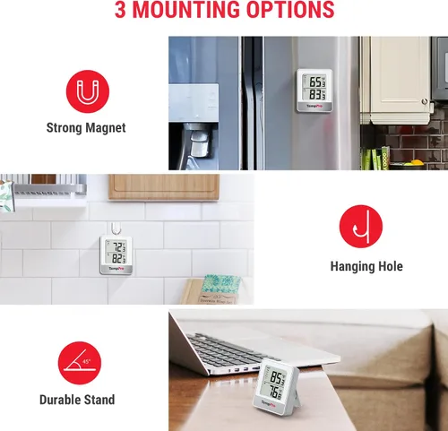 Vista 7 de ThermoPro Termómetro inalámbrico para interiores y exteriores de 500 pies, termómetro de invernadero exterior con sensor de temperatura, termómetros