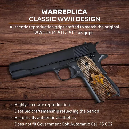 Vista 83 de WWII US M1911 / 1911 .45 Puños de madera - Reproducción