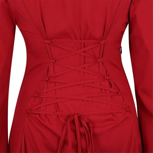 Vista 6 de Lehauya Disfraz renacentista para mujer, vestido irlandés medieval, vestido retro victoriano, vestido largo para cosplay