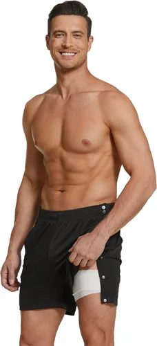 Vista 4 de Deyeek Pantalones cortos de recuperación de rodilla con bolsillos para hombre, pantalones cortos de recuperación atléticos con bolsillos