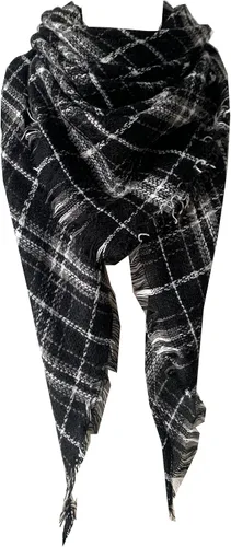 Vista 5 de Wander Agio - Bufanda envolvente con diseño a cuadros o triangular para mujer, cálida y larga, de punto, sensación de cachemira, chal
