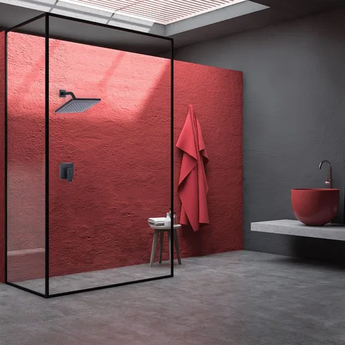 Vista 3 de Juego de grifo de ducha de bronce aceitado, cabezal de ducha de lluvia de baño, cabezal de ducha de metal de una sola función, con válvula áspera