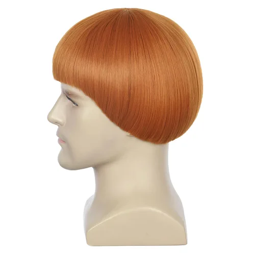 Vista 6 de yuehong Peluca corta de jengibre con corte de tazón de jengibre para hombre Corte de jengibre