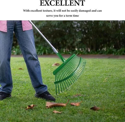 Vista 5 de INOOMP Rastrillo de hojas para césped, herramienta de jardinería resistente, dientes para una limpieza eficiente de hojas y desechos, diseño
