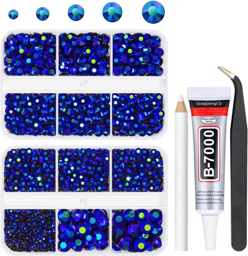 Vista 27 de qiipii Diamantes de imitación de resina AB verde aguamarina con pegamento B7000 para manualidades deslumbrantes de 2mm-6mm piedras gelatinosas