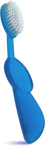 Vista 2 de Radius Cepillo de dientes Original Big Brush, libre de BPA y aceptado por ADA, mano derecha, cepillo azul y estuche azul