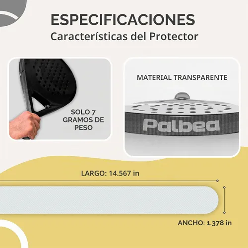 Vista 5 de Palbea Transparent Padel Racket Protector - Pack of 1/2/3/5. Frame Tape.