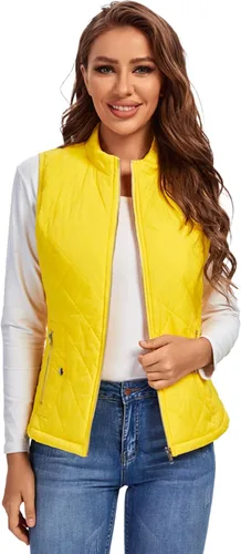 Vista 6 de Fuinloth - Chaleco acolchado para mujer, diseño de cuello alto, ligero, con cierre