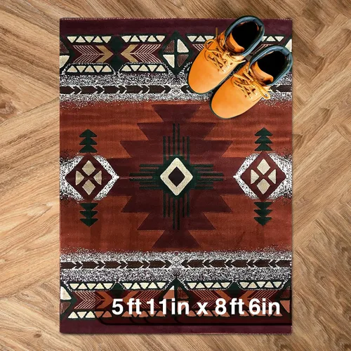 Vista 16 de YHSF South West - alfombra estilo nativo americano del suroeste C318 - fácil de limpiar, gruesa, suave, duradera, alfombra inspirada en tribus