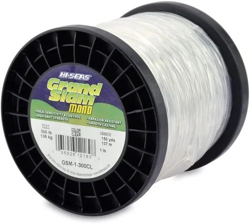 Vista 10 de Sedal de Pesca de Monofilamento HI-SEAS Grand Slam - Fuerte y Resistente a la Abrasión en Transparente, Rosa, Verde, Azul Ahumado, Amarillo Amarillo