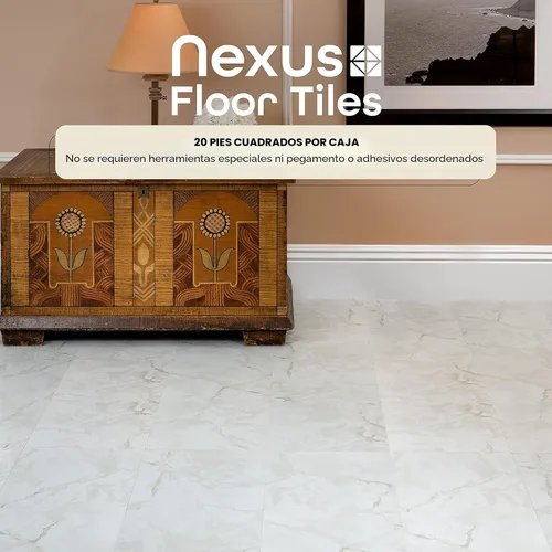 Vista 2 de Achim Home Furnishings FTVMA40220 Nexus - Azulejo de vinilo de 12 pulgadas, mármol blanco clásico con vetas grises, 20 unidades (paquete de 1)