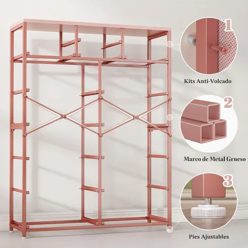 Vista 6 de EnHomee - Cómoda rosa de 52.2 pulgadas de alto para dormitorio, torre de almacenamiento vertical, anti-punta