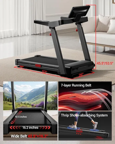Vista 11 de UMAY Fitness 20% Treadmill with Auto Incline, Running Foldable Treadmills
