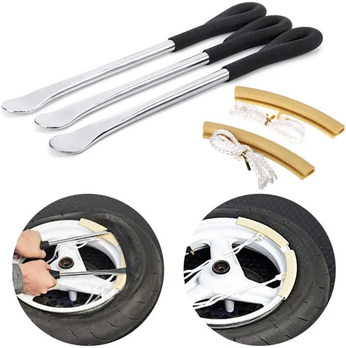 Vista 4 de Sumnacon Juego de cucharas para palancas de neumáticos, kit de herramientas de hierro para neumáticos de motocicleta, bicicleta y automóvil