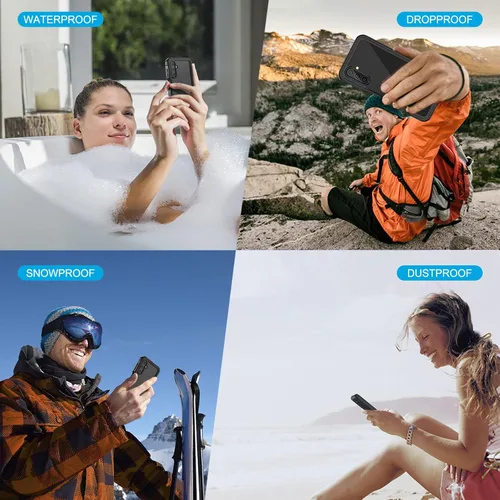 Vista 7 de Lanhiem Funda para Samsung Galaxy A14 5G, IP68 impermeable a prueba de polvo, protector de pantalla integrado, funda protectora de cuerpo completo