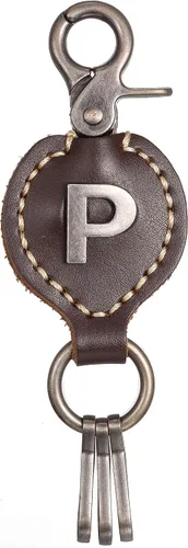 Vista 3 de Leather Keychain For Men, Single Letter Alphabet with Easy Clasp