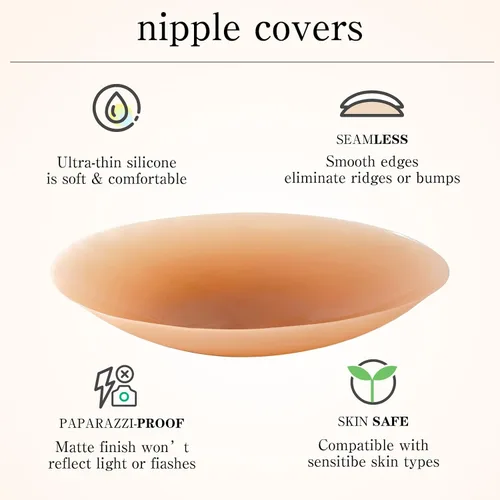 Vista 3 de Nipple Covers for Women Reusable, Adhesive Silicone Pasties Nipple Covers, Ultra-Thin Sticky Breast Petals