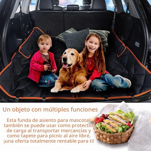 Vista 4 de Funda de asiento de automóvil para perro, antideslizante, impermeable, resistente, cinturón de seguridad central, compatible con reposabrazos