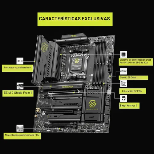 Vista 3 de Micro Center Procesador AMD 9950X3D con placa base MSI MAG X870E Tomahawk Combo de placa base CPU, listo para AI, Ryzen 9, AM5, DDR5, PCIe 5.0, M.2