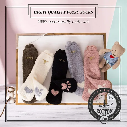 Vista 6 de DYW Fuzzy Socks for Women Soft Cozy Fluffy Winter Warm Slipper Socks Home Sleeping Animal Socks