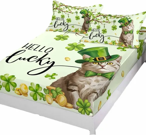 Vista 10 de Happy Easter - Juego de sábanas bajeras tamaño individual con diseño de conejo floral con mariposa, 2 sábanas y fundas de almohada, 1 colcha Beige