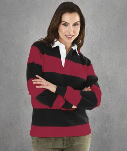 Vista 4 de Charles River Apparel Camiseta unisex de rugby, jersey de algodón para hombre y mujer con diseño clásico de rayas