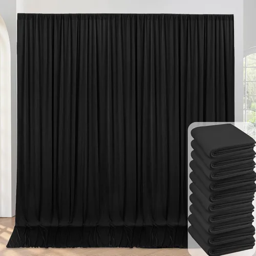Vista 107 de Cortinas de fondo negras negras sin arrugas para fiestas, cortinas de tela gruesa para telón de fondo de fotos para cumpleaños, bodas, baby shower