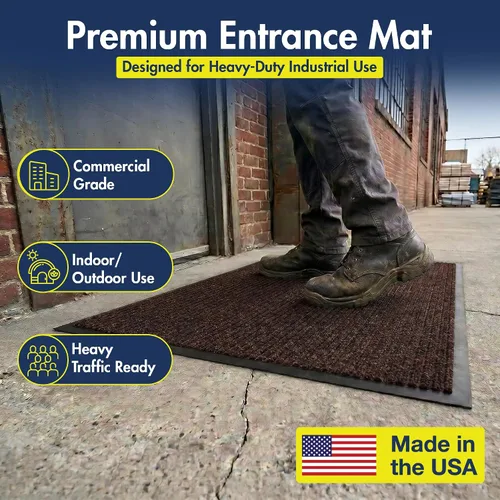 Vista 3 de Notrax 109 Alfombra de entrada con cepillo para interior/exterior, 2' x 3', alfombra absorbente y resistente al deslizamiento para entrada, marrón