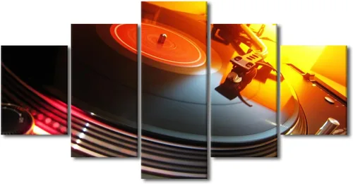 Vista 28 de Lienzo decorativo para pared, diseño de DJ Music Mixes the Track HD impreso en pinturas, 5 piezas de imágenes abstractas para sala de estar, obra