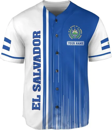 Vista 2 de Camiseta personalizada de béisbol de El Salvador, camiseta de bandera de El Salvador, camiseta del orgullo salvadoreño, camiseta de El Salvadoreña