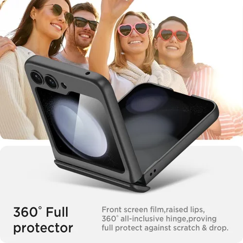 Vista 4 de Miimall Funda para Samsung Galaxy Z Flip 5 con protección de bisagra, [protector de pantalla integrado] Funda de cuerpo completo de policarbonato