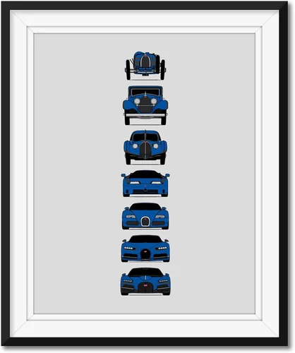 Vista 17 de Custom Car Posters Handmade Poster compatible with Bugatti Generations and Print of Best of Bugatti