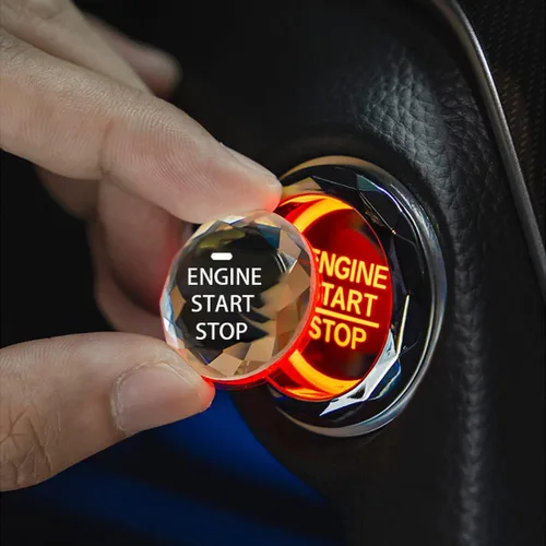 Vista 8 de Cubierta de botón de arranque/parada de encendido del motor del coche, adhesivo decorativo de anillo de botón de encendido del coche, cubierta