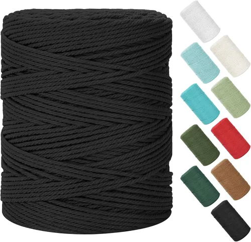 Vista 46 de Cuerda de macramé de 0.079 in x 220 yardas (656 pies), cuerda de algodón natural para colgar en la pared, ganchos de plantas, manualidades Verde