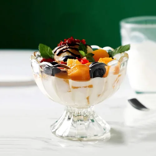 Vista 5 de Tazón de postre para helado, juego de 6, 6oz de cristal vintage con base pesada, taza para helado, fruta, postre, aperitivo, condimento (6)