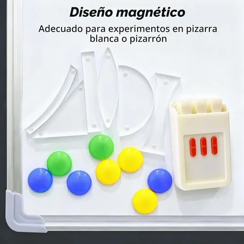 Vista 3 de STEM Magnetismo Física Juego de experimentos ópticos, lente convexa magnética, espejo cóncavo, reflector, refracción, prisma triangular, fuente