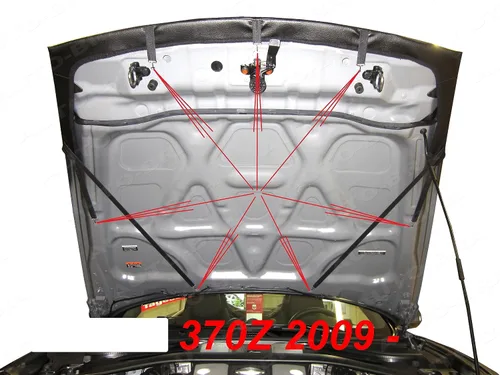 Vista 3 de AB3-00424 Brasier de capucha con aspecto de fibra de carbono, compatible con Nissan 370Z desde 2009 NISMO Front End Nose Mask Bonnet Bra