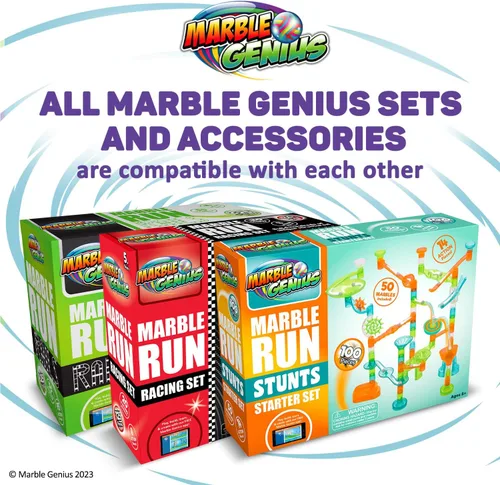 Vista 6 de Marble Genius Juego de accesorios para carreras de mármol de saltos y columpios - STEM