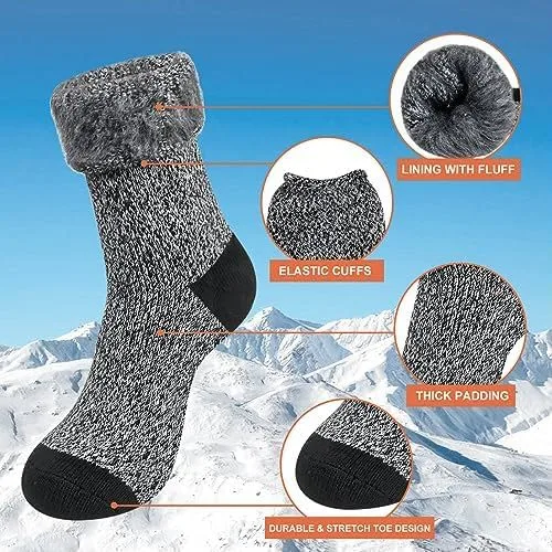 Vista 4 de 2-4 Pairs Thermal Socks for Men Thick Insulated Heated Socks Winter Warm Socks for Cold Weather