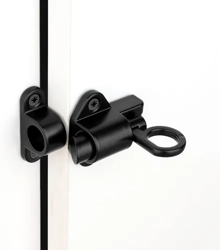Vista 3 de INIRET 2 paquetes de pestillos de cierre automático, cerradura de puerta de resorte negra, pestillo de perno resistente de aleación de aluminio