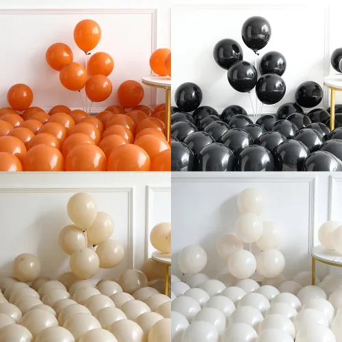 Vista 6 de Kit de arco de guirnalda de globos de Halloween Little BOO, 151 piezas de globos de látex blanco retro naranja quemado negro con globo de aluminio