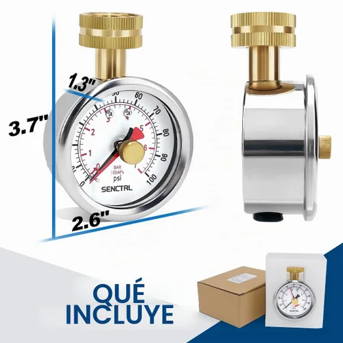 Vista 7 de SENCTRL Medidor de prueba de presión de agua de 0-100 psi con aguja de arrastre, sin plomo, tamaño de dial de 2-1/2", rosca de manguera de jardín