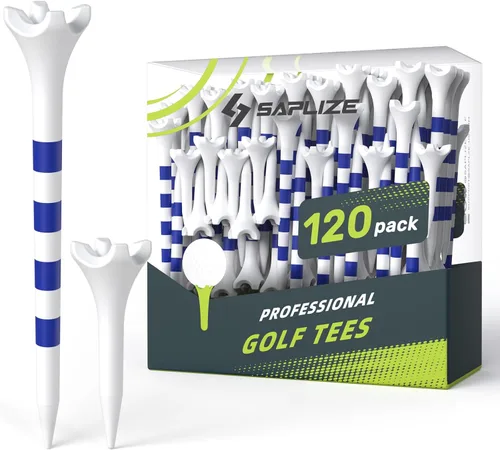 Vista 8 de SAPLIZE Thick 120 or100 or 50 Pack Plastic Golf Tees with Stars & Stripes Height Marking System, Durable 4-Prong Golf Tees Designed to Reduce