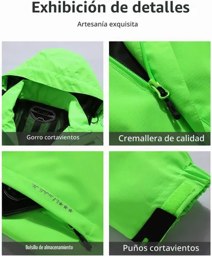 Vista 3 de Chaqueta impermeable para hombre, rompevientos, ligera, con capucha desmontable