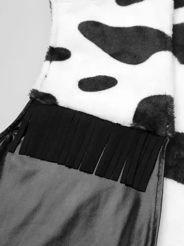 Vista 6 de Disfraz de Halloween para hombre, chaleco con estampado de vaca, sin mangas, frente abierto, abrigos cortos