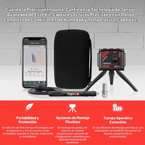 Vista 6 de Tramex Feedback Datalogger Starter Kit FBSK5.1 Feedback Datalogger DL-RHTX y Sonda RH con estuche Medida y registro de condiciones ambientales e