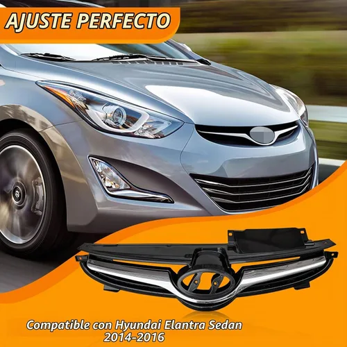 Vista 5 de Cubierta de parachoques delantero de repuesto para rejilla superior, entrada de aire delantera con moldura cromada para Hyundai Elantra 2014-2016