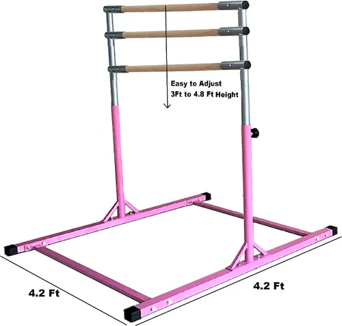 Vista 2 de X-Factor - Barra de gimnasia ajustable horizontal para niños de 4.9 ft, color morado