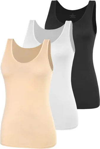 Vista 16 de AMVELOP - Camiseta básica sin mangas para mujer, ropa interior, camiseta sin mangas en paquete de 2-4
