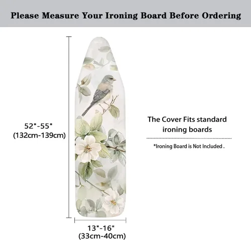 Vista 6 de Funda floral a prueba de arañazos para tablas de planchar de tamaño estándar, reflectante, con 3 ganchos y bucles para decoración de tablas de 15 x